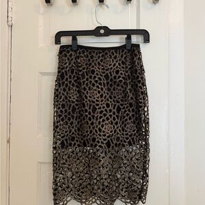 Elegant Black and Gold Lace Skirt